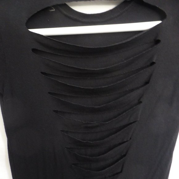 Solid black short sleeve dress, cool open back GUC - Picture 4 of 7
